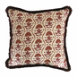 FLORAL RIBBON CUSHION WITH BRUSH FRINGE