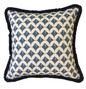 KITES CUSHION WITH NAVY BRUSH FRINGE