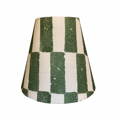 PAIR OF CHECKERS GREEN CANDLE CLIP SHADES