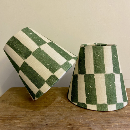 PAIR OF CHECKERS GREEN CANDLE CLIP SHADES